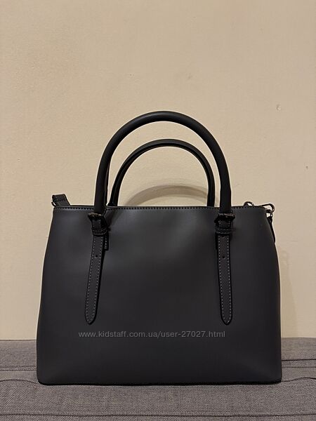 Сіра ділова шкіряна сумка