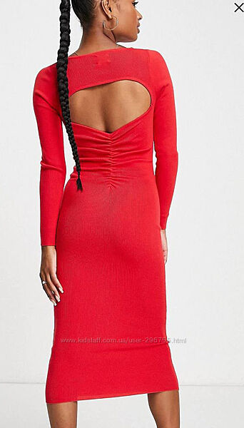 Длинное трикотажное красное платье ASOS design petite размер uk 8 eu 3