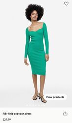 H&M  оригинал длинное трикотажное платье в рубчик