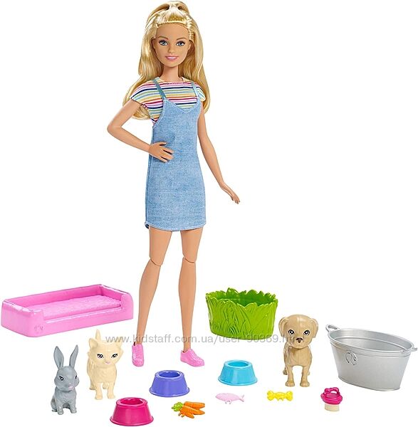 Лялька Барбі Ігровий набір Barbie Купай та грай з лялькою Барбі та вихованц