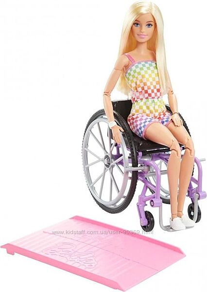 Лялька Барбі Модниця Блондинка у кріслі-візку Barbie Fashionistas Doll with