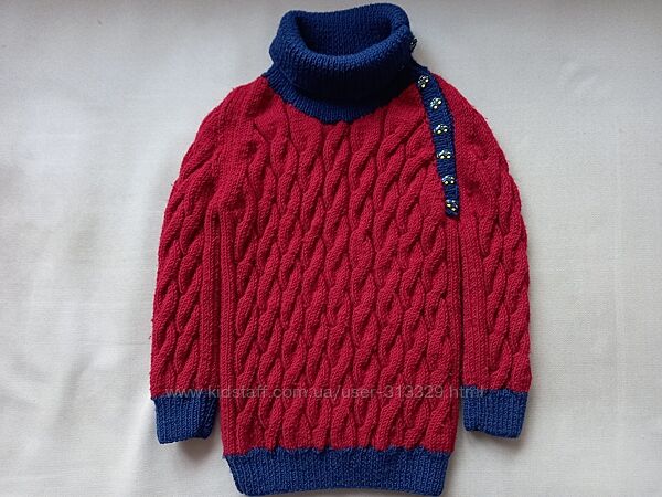 Теплый вязаний свитер на 6-7 лет