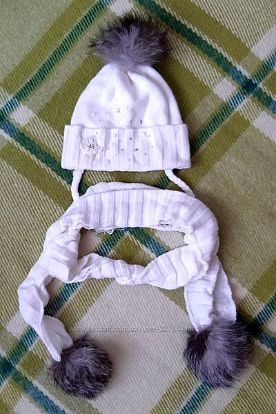 Зимний комплект шапка и шарф на ог 48-50