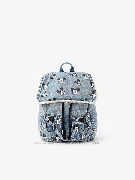 Zara зара стильний фірмовий джинсовий рюкзак disney дісней мікі маус сумка