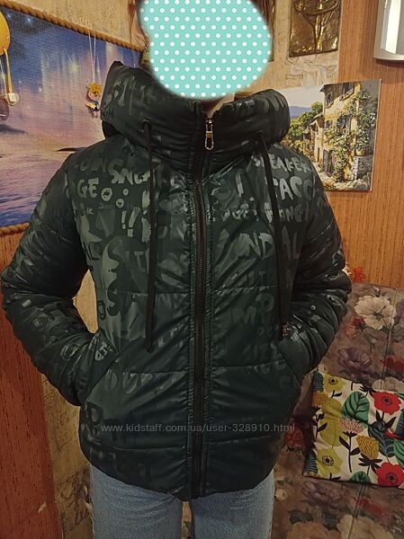 тепла демісезонна куртка для дівчинки 158 р. зеленого кольору