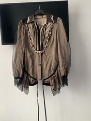 Подовжена блуза з кружевом S/M