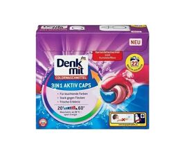 Капсули для прання кольорових тканин denkmit 3in1 aktiv color 22 шт