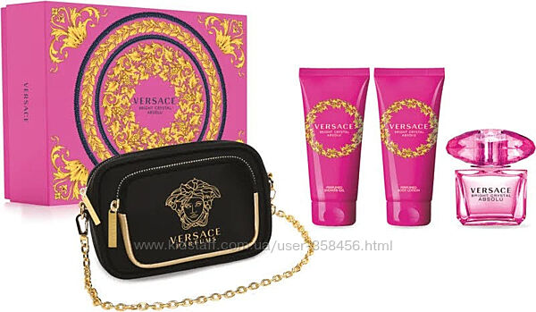 Versace Bright Crystal Absolu, Розкішний набір з сумочкою. Оригінал.