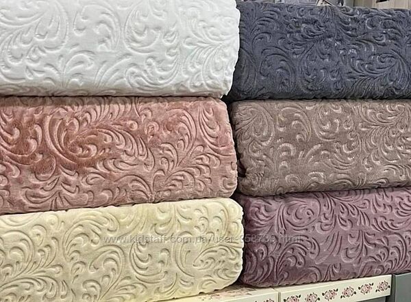 Sarar 220х240 Плотные Велюровые турецкие пледы- покрывала