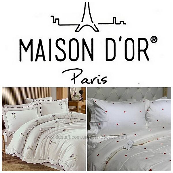 Постельное белье с вышивкой Maison Dor Les Azures/Coeurs 200х220 Евро