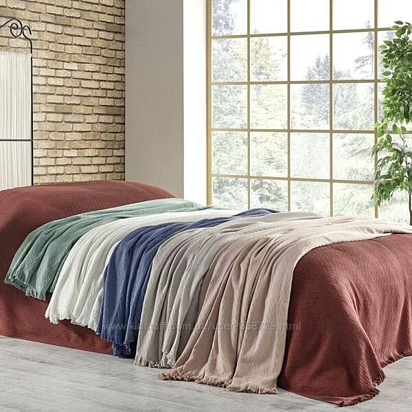 Хлопковый вафельный плед-покрывало