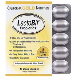 California Gold Пробиотики LactoBif 5 млрд KOE, 10 капсул