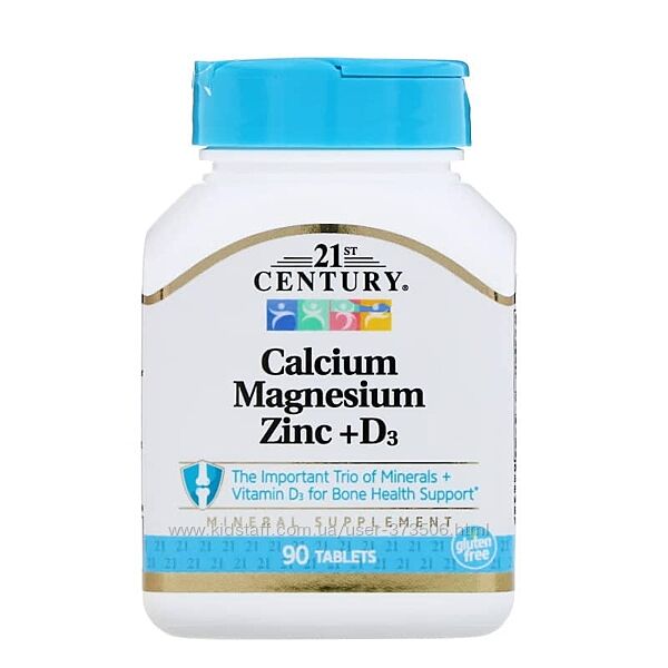 21st Century Кальцій, магній, цинк  Д3 Calcium Magnesium Zinc D3 90 таб