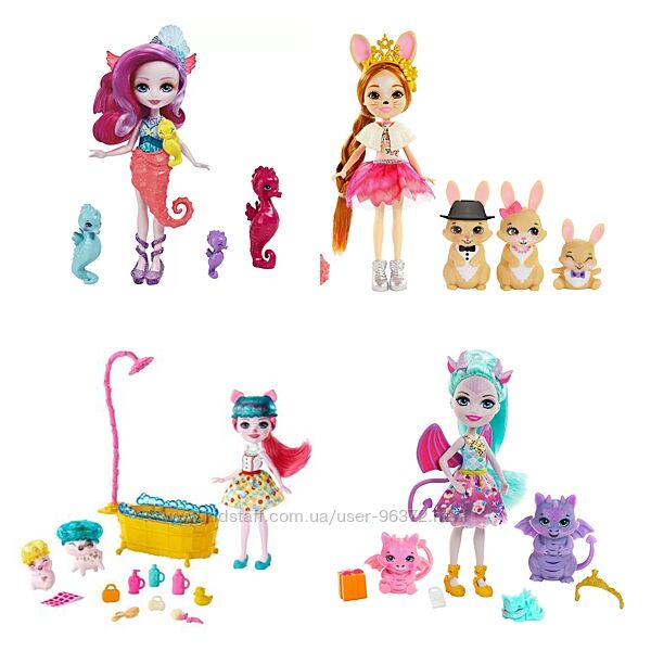 Enchantimals королівська родина зайчики дракони банный день свинки