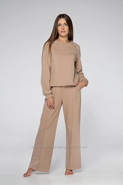 Жіночий бавовняний прогулянковий костюм WIKTORIA 1301 триниктка , бежевий