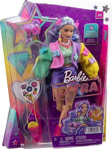 Кукла Барби Экстра Модница в цветном свитере с бабочками Barbie Extra Doll 