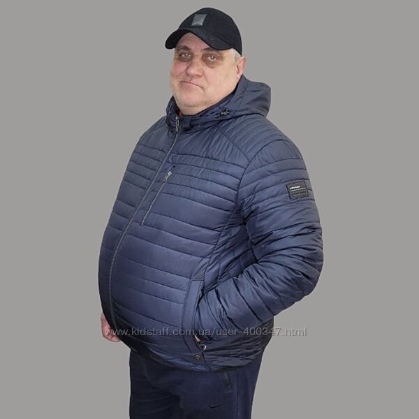 Мужская демисезонная куртка с капюшоном, батал, ТМ Vavalon, арт.  2116 navy