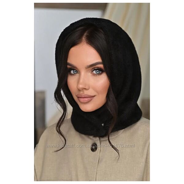 Женский капор Селин из теплой, вязанной, пушистой ткани