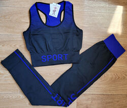 Спортивный комплект женский для фитнеса 44-48 р. Синий цвет