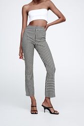 Штани укорочені в клітинку з невеликим кльошем, Zara 