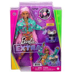 Барби Экстра Модная розовые афрокосички Barbie Extra Doll 