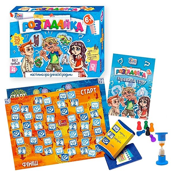 Гра Розгадайка 4FUN Game Club , пісочний годинник, ігрове поле, фішки, карт