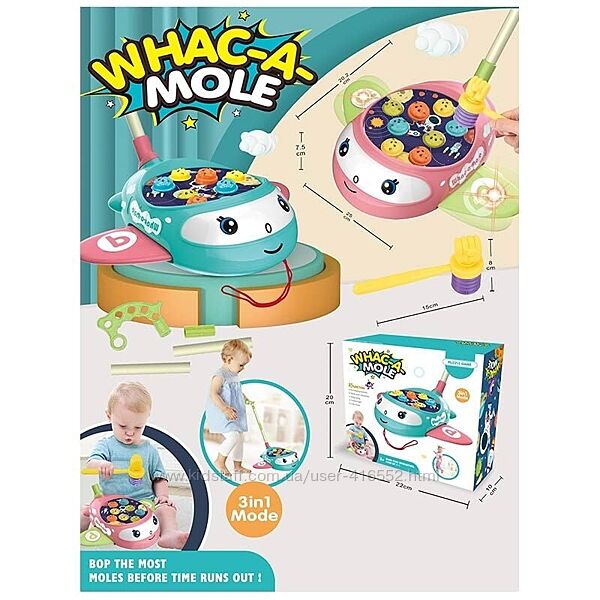 Каталка, гра стукалка, рухає крилами, мелодія, молоток