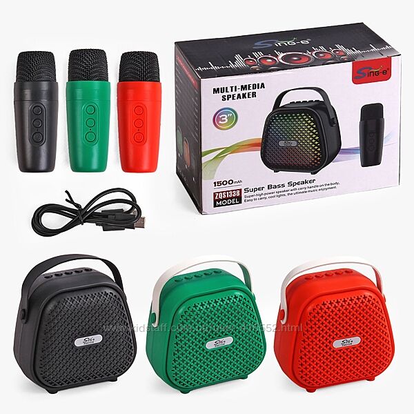 Колонка караоке світло, bluetooth, TF-картка, від акумулятора/мережі