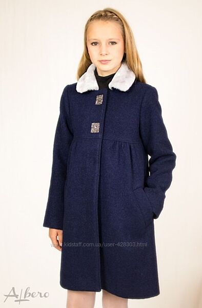 Шерстяное деми пальто Albero для девочки р.128, 134, 146