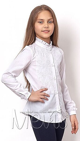 Біла блуза для дівчинки з вишивкою розміри 134, 146