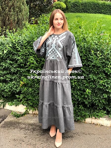 Льняна сукня з вишивкою Бояна-1 ГАЛЕРЕЯ ЛЬОНУ розміри 44-54