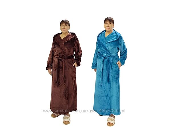 довгі теплі халати на запах  до 66 розміру