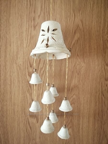 Подвесной декоративный керамический колокол с восьмью маленькими колокольчи