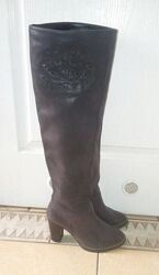 Высокие зимние кожаные сапоги, размер 38-39