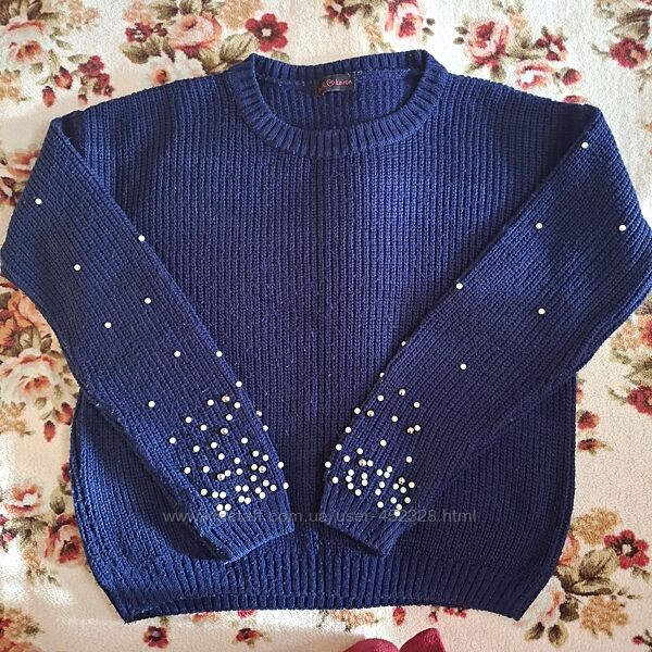 Свитер оверсайз  с бусинками  р.42-46