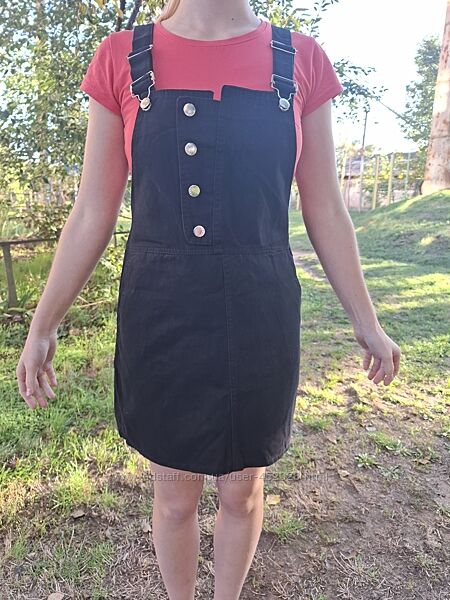 Джинсовый чёрный сарафан р.44-46