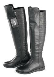 Вісокі чоботи типу ботфортів, плоска підошва, розмір 38 , шкіра натуральна