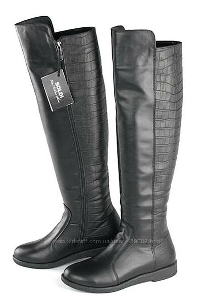 Вісокі чоботи типу ботфортів, плоска підошва, розмір 38 , шкіра натуральна