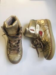 Кроссовки Ash 100 кожа  Р37/36,5 ст.24-23,5см высокие золотистые