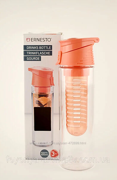 Пластикова пляшка для води з відділом для фруктів Ernesto 600 мл Німеччина 