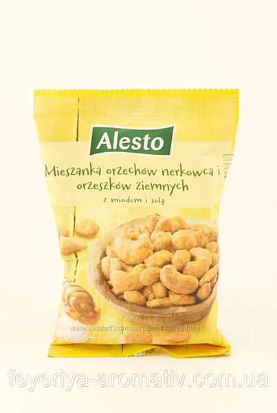 Суміш горіхів кеш&acuteю та арахісу з медом і сіллю Alesto 200 г Польща