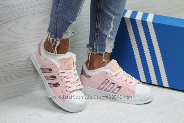 Зимние женские кроссовки Adidas Superstar pink
