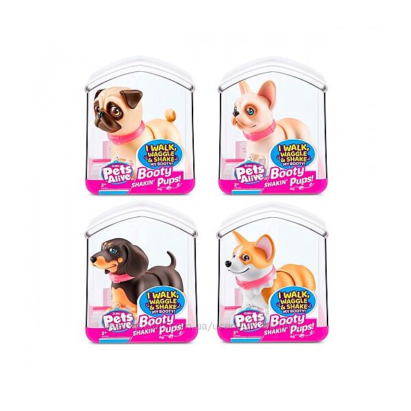 Интерактивная игрушка Pets Alive - Игривый щенок такса бульдог корги мопс 