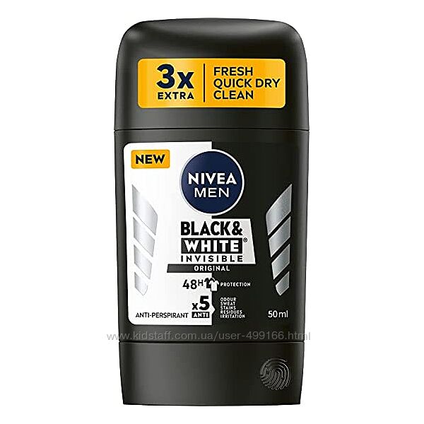 стик дезодорант антиперспирант NIVEA Black & White, 50 мл