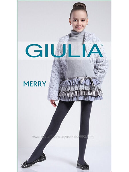Теплые колготы Giulia Merry 250 Den зимние детские колготки 128-134 cm