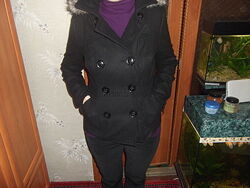 женское короткое черное пальто из Америки
