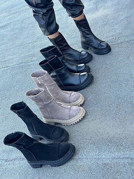 Жіночі черевики ботинки чоботи натуральна шкіра замша 36-41 демі тракторна 