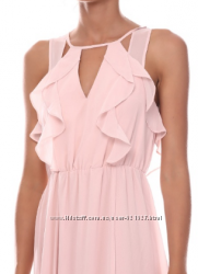 Платье новое США шикарное шифоновое розовое пудра макси в пол длинное шифон