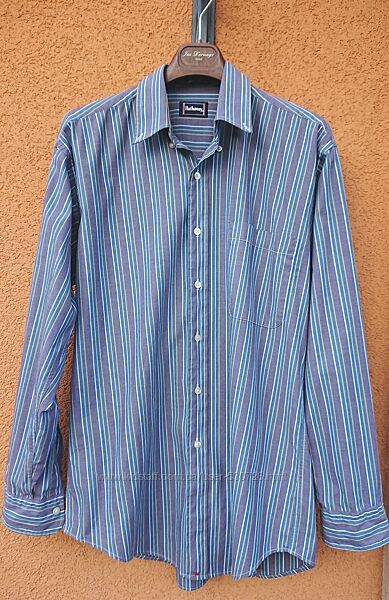Рубашка мужская, рубашка в полоску hathaway, синяя рубашка, чоловіча сорочка