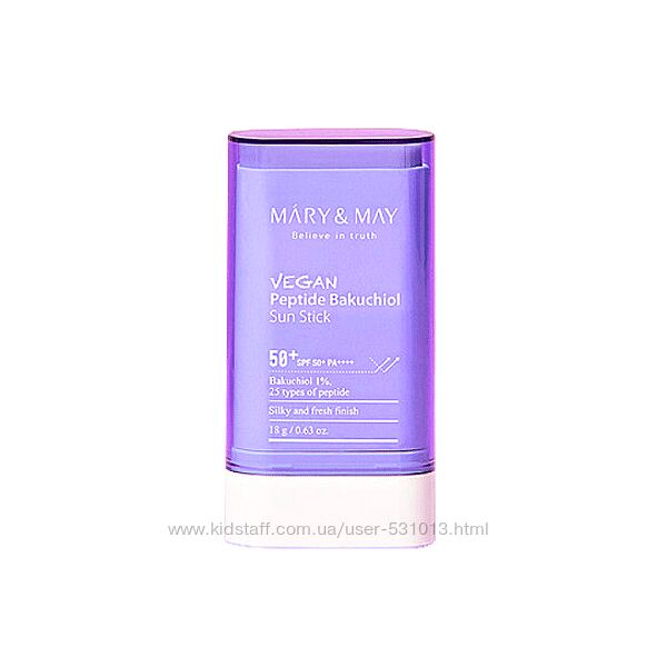 Солнцезащитный стик с бакучиолом Mary&May Vegan Peptide Bakuchiol Sun Stick, 500 грн. купить